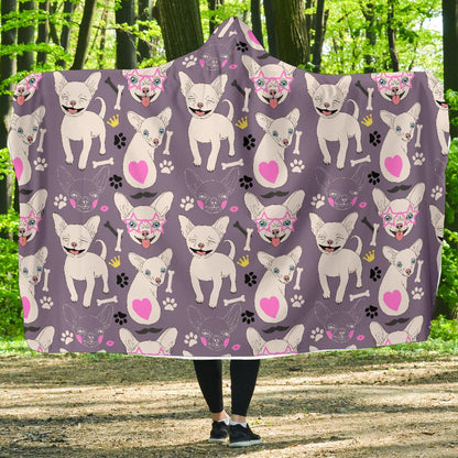 Chihuahua Happy Pattern Hooded Blanket-JTAMIGO.COM