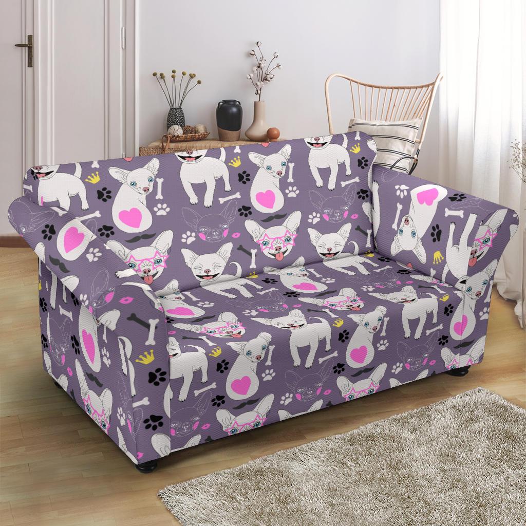 Chihuahua Happy Pattern Loveseat Slipcover-JTAMIGO.COM