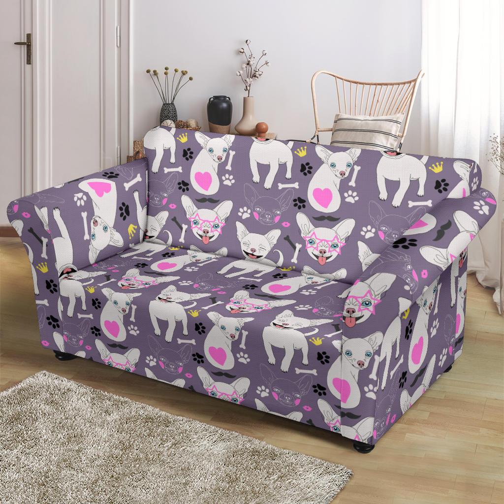 Chihuahua Happy Pattern Loveseat Slipcover-JTAMIGO.COM