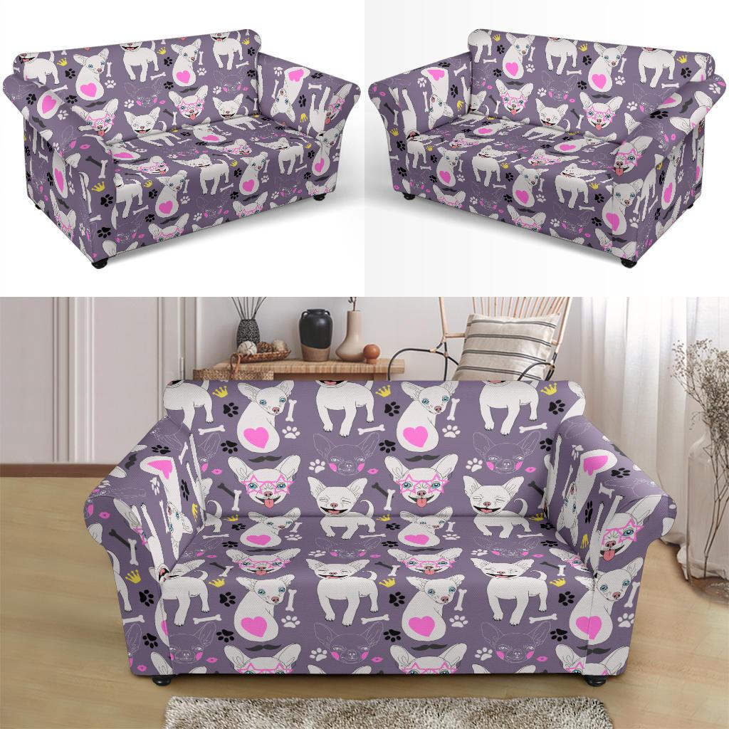 Chihuahua Happy Pattern Loveseat Slipcover-JTAMIGO.COM