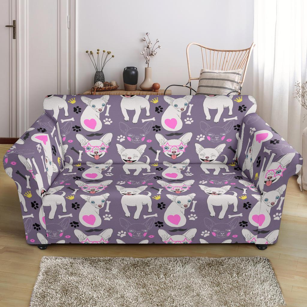Chihuahua Happy Pattern Loveseat Slipcover-JTAMIGO.COM