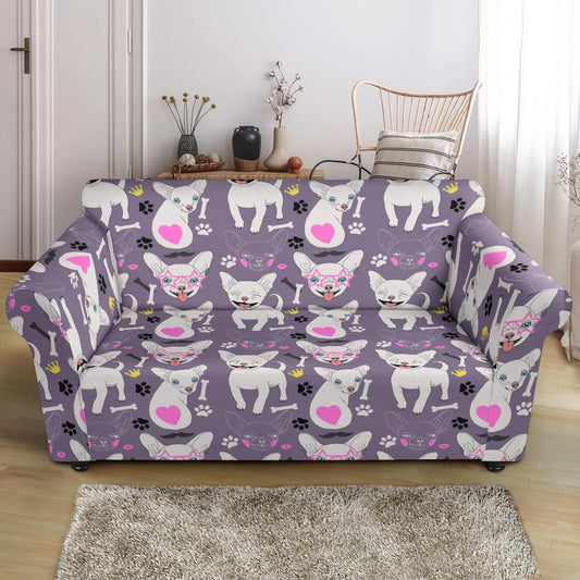 Chihuahua Happy Pattern Loveseat Slipcover-JTAMIGO.COM