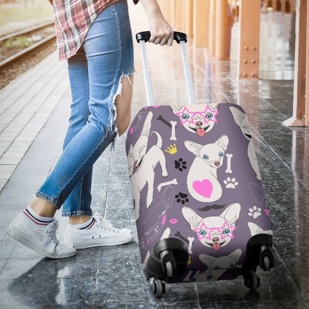 Chihuahua Happy Pattern Luggage Cover Protector