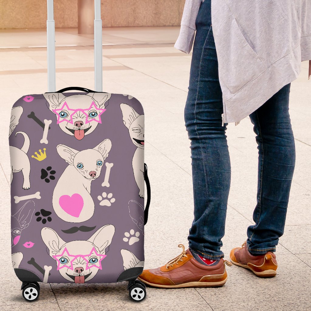 Chihuahua Happy Pattern Luggage Cover Protector