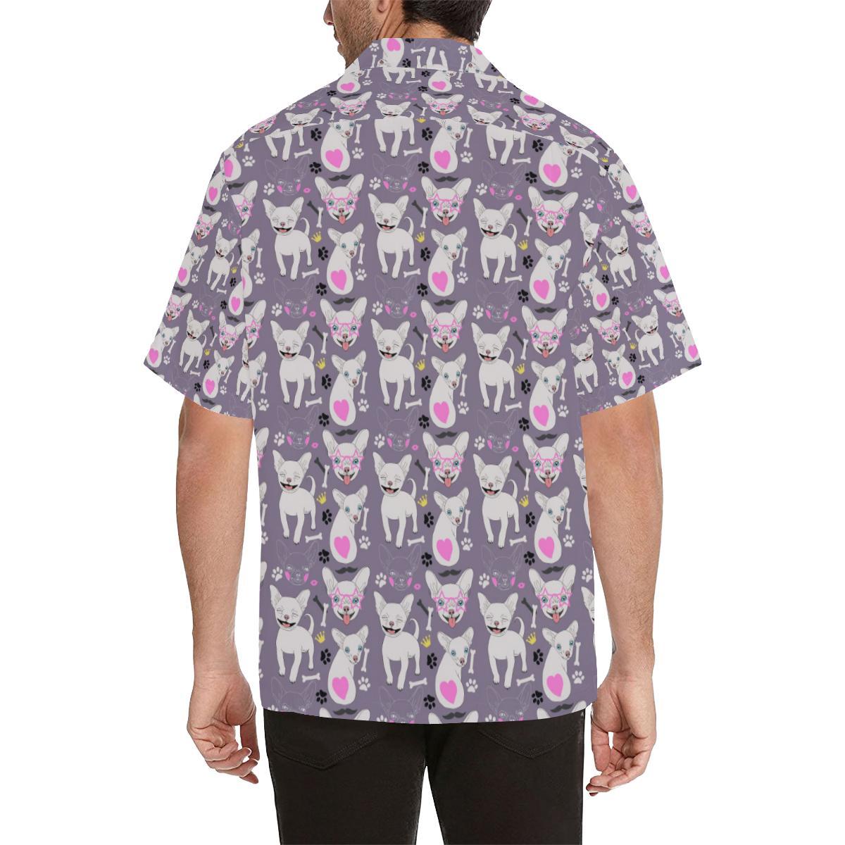 Chihuahua Happy Pattern Men Aloha Hawaiian Shirt