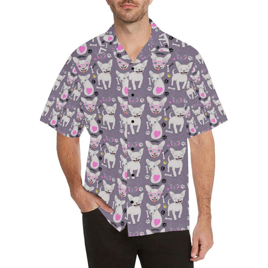 Chihuahua Happy Pattern Men Aloha Hawaiian Shirt