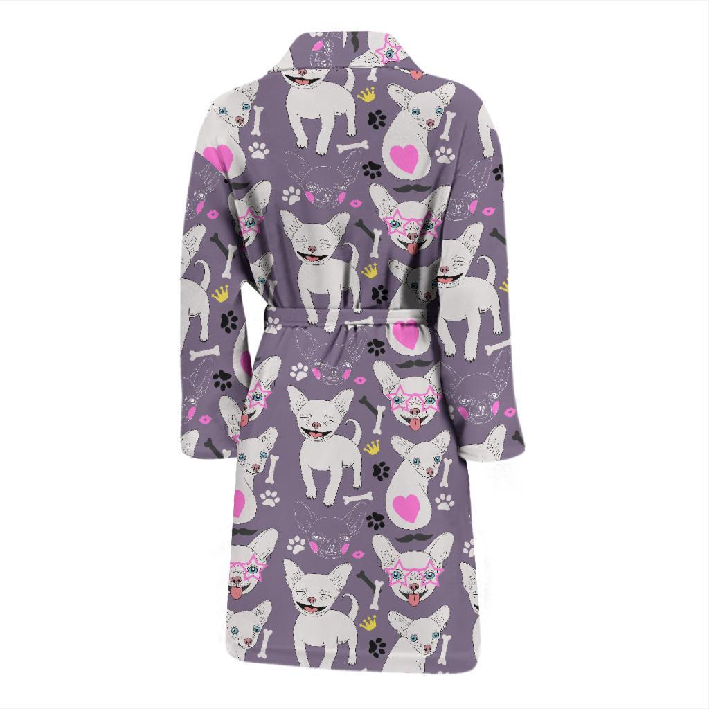 Chihuahua Happy Pattern Men Bath Robe-JTAMIGO.COM