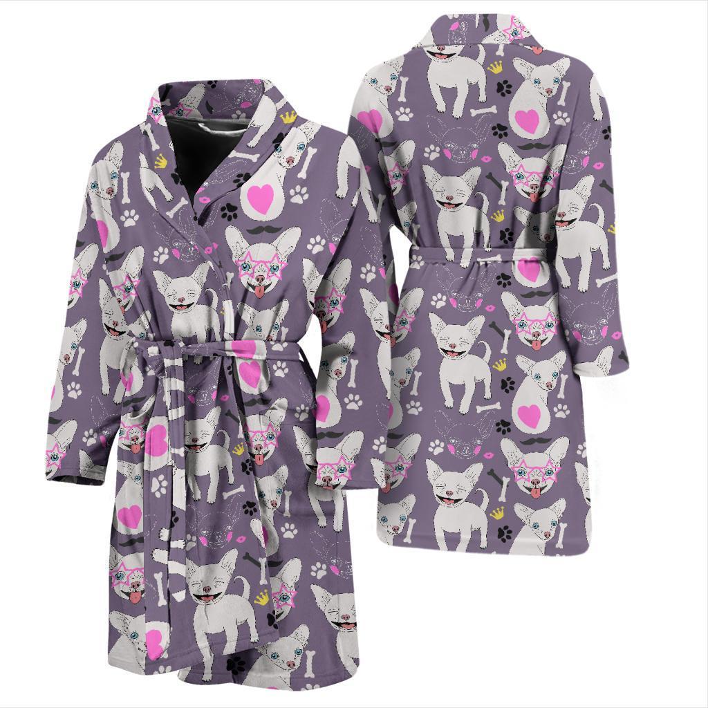 Chihuahua Happy Pattern Men Bath Robe-JTAMIGO.COM