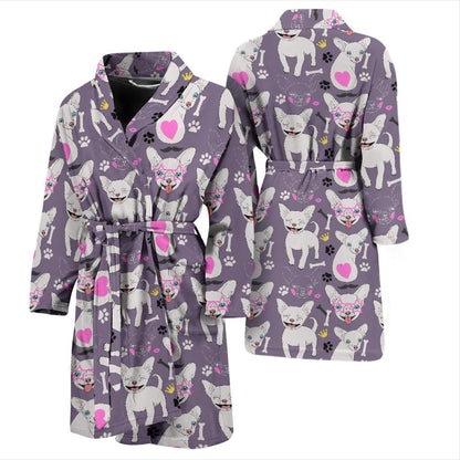 Chihuahua Happy Pattern Men Bath Robe-JTAMIGO.COM