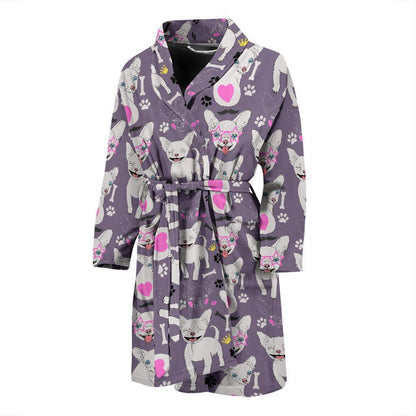 Chihuahua Happy Pattern Men Bath Robe-JTAMIGO.COM