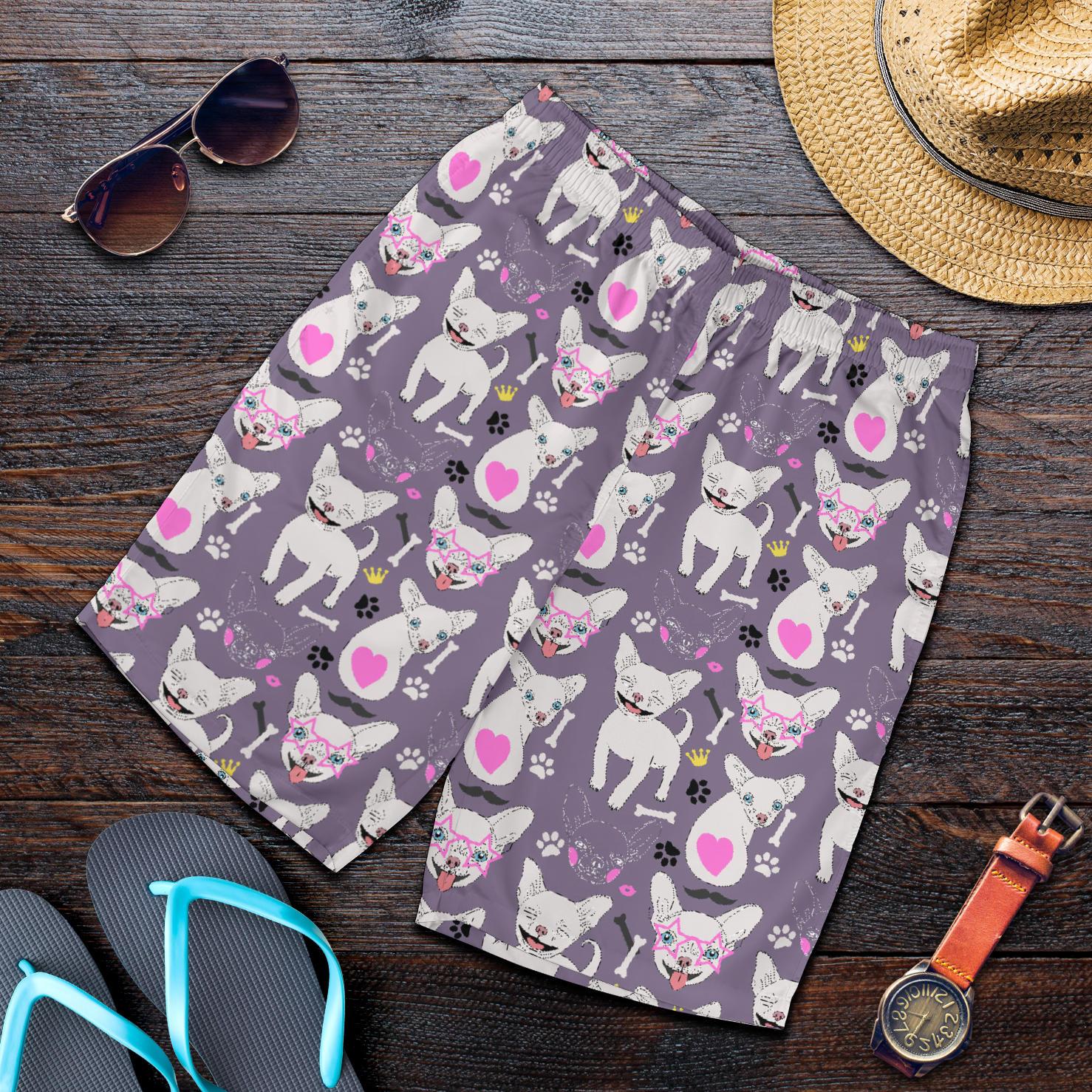 Chihuahua Happy Pattern Mens Shorts-JTAMIGO.COM