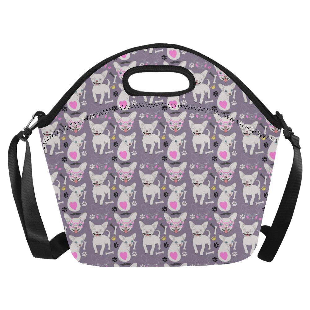 Chihuahua Happy Pattern Neoprene Lunch Bag (Model 1669)(Large)-JTAMIGO.COM