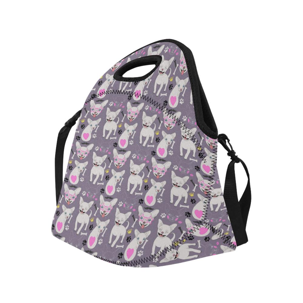 Chihuahua Happy Pattern Neoprene Lunch Bag (Model 1669)(Large)-JTAMIGO.COM