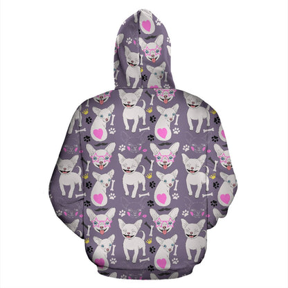 Chihuahua Happy Pattern Pullover Hoodie