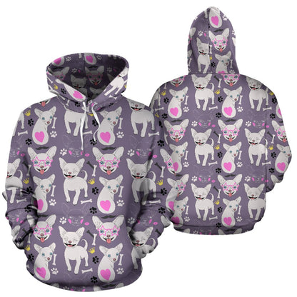 Chihuahua Happy Pattern Pullover Hoodie