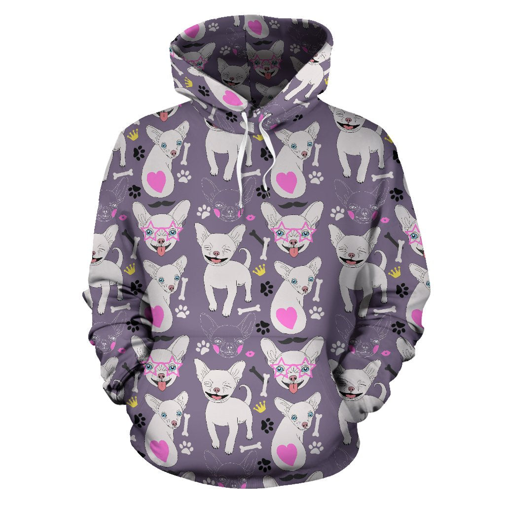 Chihuahua Happy Pattern Pullover Hoodie