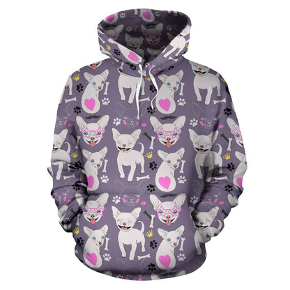 Chihuahua Happy Pattern Pullover Hoodie