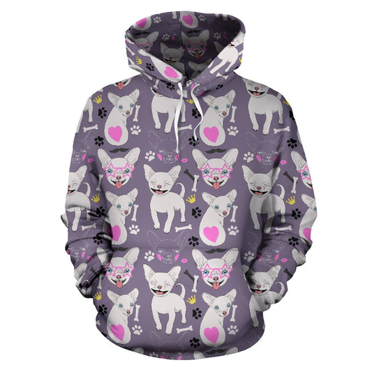 Chihuahua Happy Pattern Pullover Hoodie