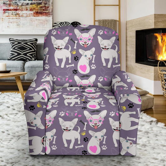 Chihuahua Happy Pattern Single Sofa Slipcover -JTAMIGO.COM