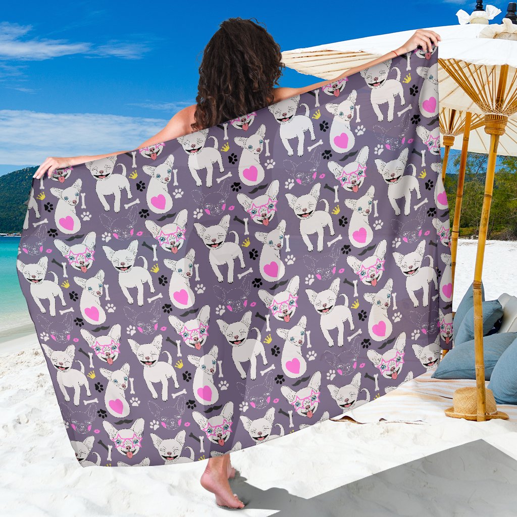 Chihuahua Happy Pattern Sarong Pareo Wrap