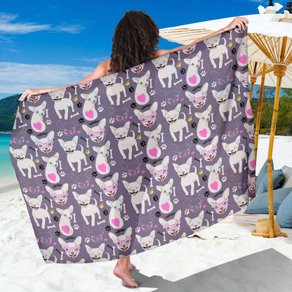 Chihuahua Happy Pattern Sarong Pareo Wrap