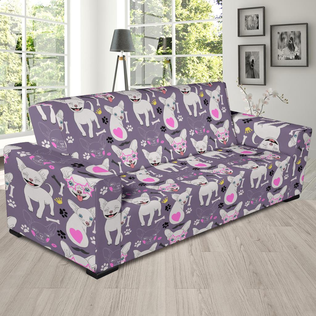 Chihuahua Happy Pattern Sofa Slipcover-JTAMIGO.COM