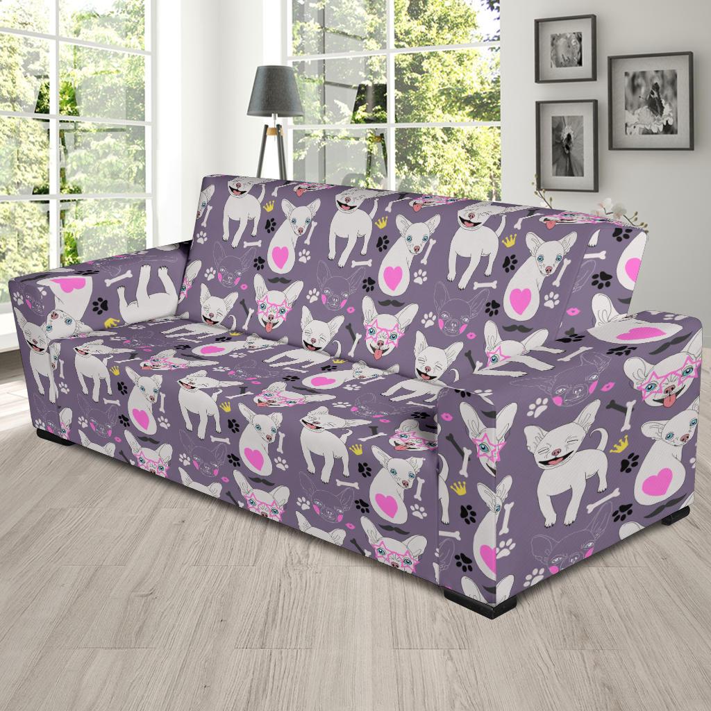 Chihuahua Happy Pattern Sofa Slipcover-JTAMIGO.COM