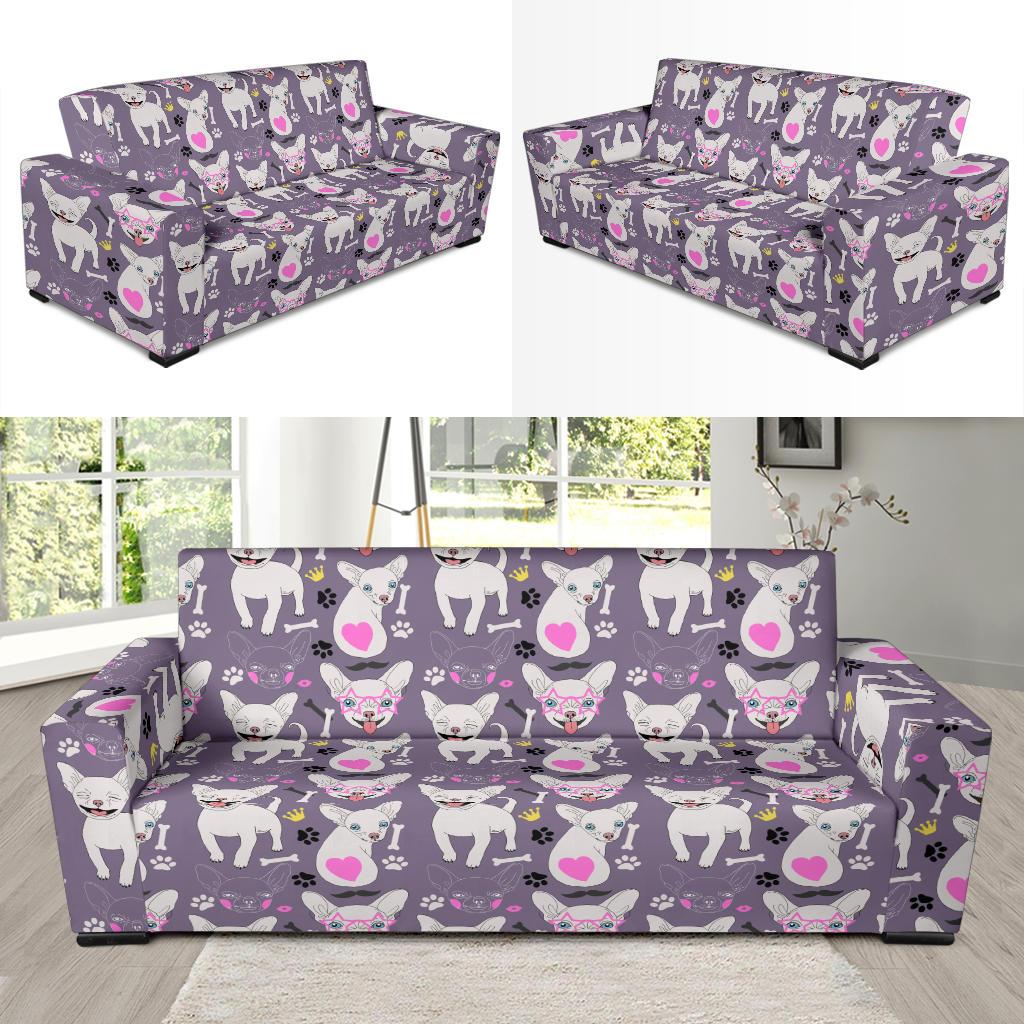 Chihuahua Happy Pattern Sofa Slipcover-JTAMIGO.COM