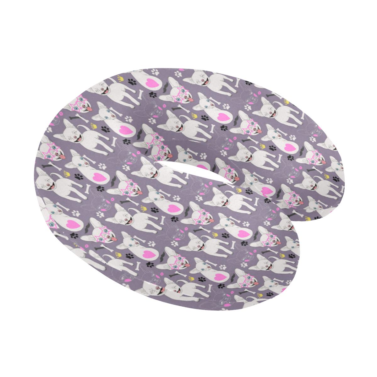 Chihuahua Happy Pattern U-Shaped Travel Neck Pillow-JTAMIGO.COM