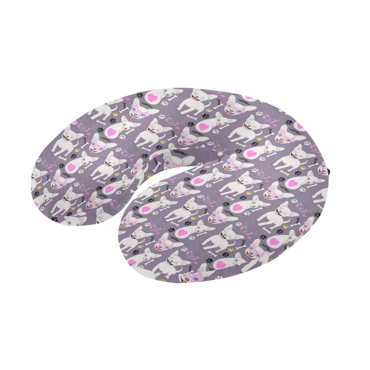 Chihuahua Happy Pattern U-Shaped Travel Neck Pillow-JTAMIGO.COM