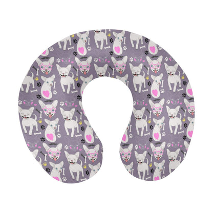 Chihuahua Happy Pattern U-Shaped Travel Neck Pillow-JTAMIGO.COM