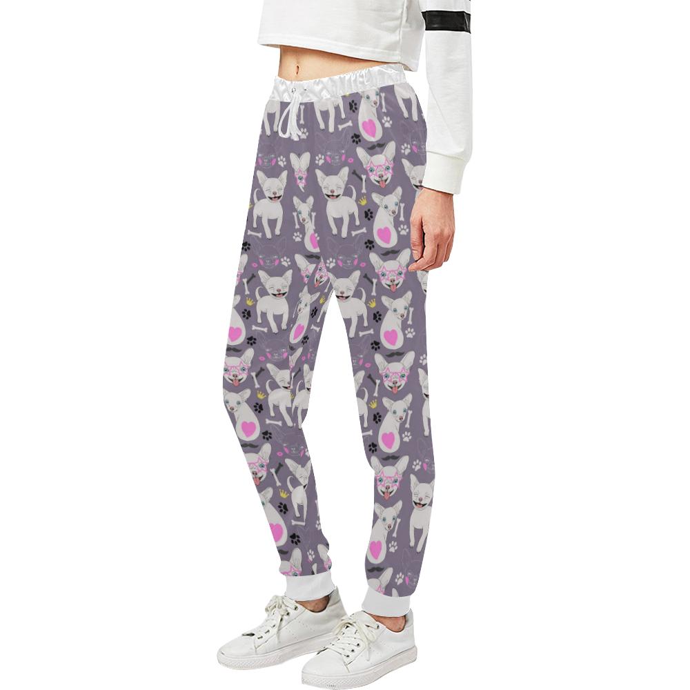 Chihuahua Happy Pattern Unisex Casual Sweatpants (Model L11)-JTAMIGO.COM