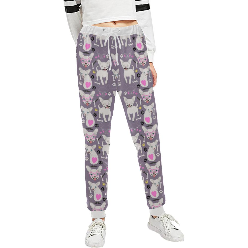 Chihuahua Happy Pattern Unisex Casual Sweatpants (Model L11)-JTAMIGO.COM