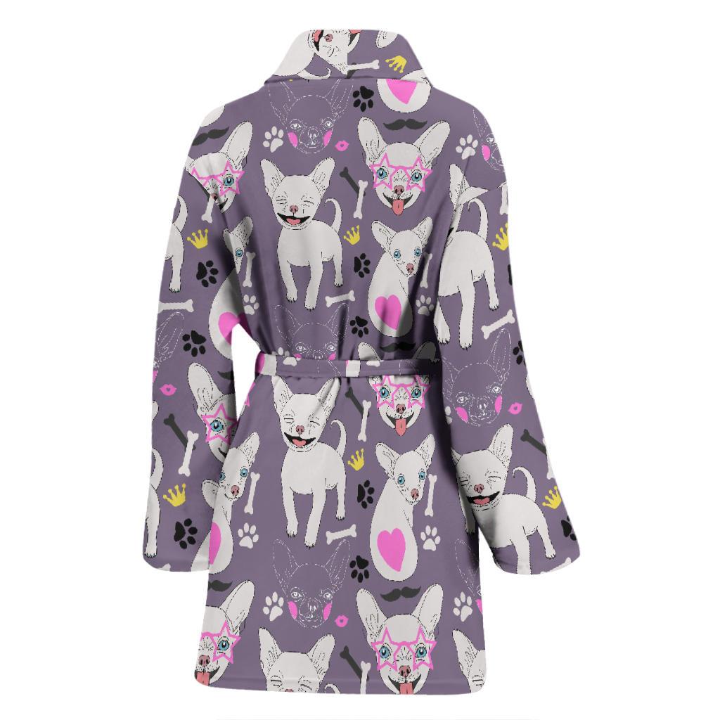 Chihuahua Happy Pattern Women Bath Robe-JTAMIGO.COM