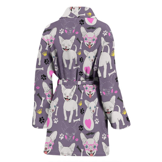 Chihuahua Happy Pattern Women Bath Robe-JTAMIGO.COM