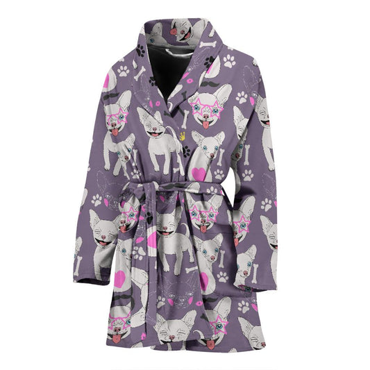 Chihuahua Happy Pattern Women Bath Robe-JTAMIGO.COM