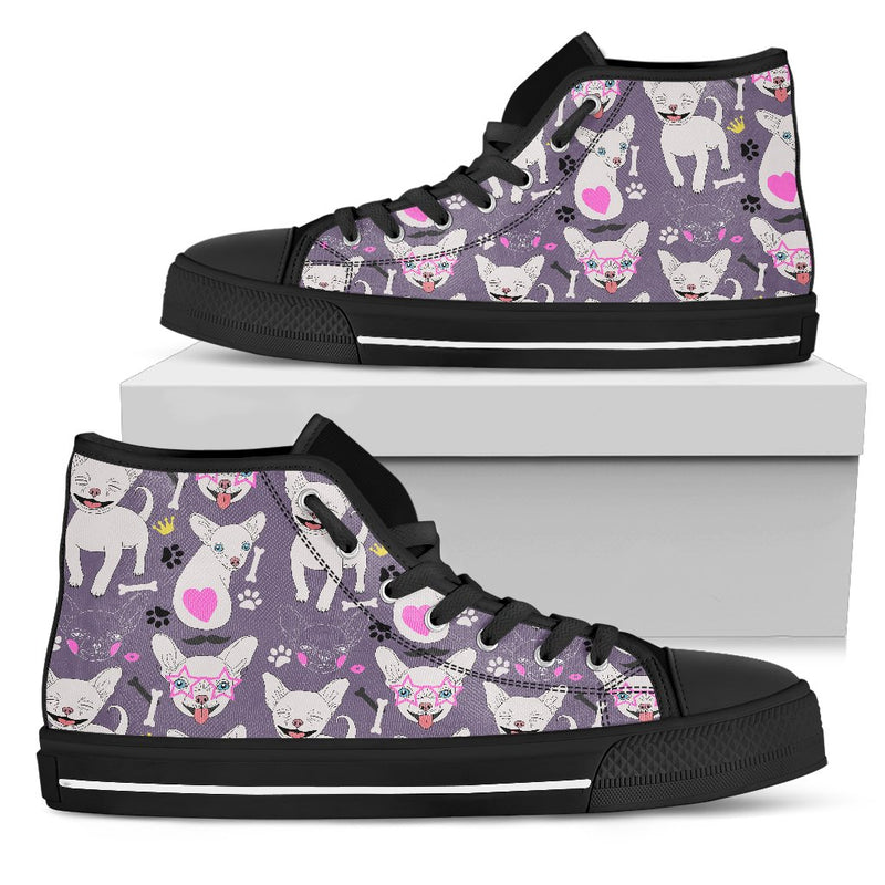 Chihuahua Happy Pattern Women High Top Shoes