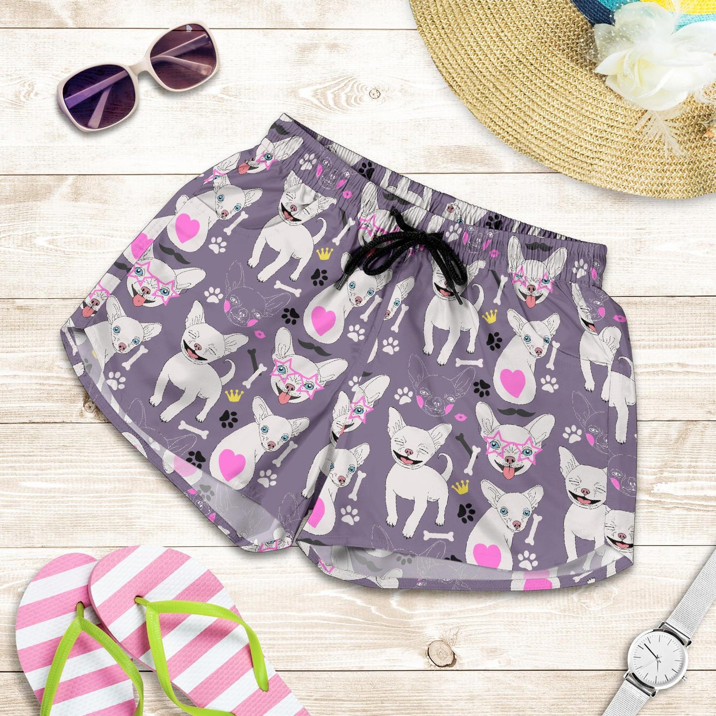 Chihuahua Happy Pattern Women Shorts-JTAMIGO.COM