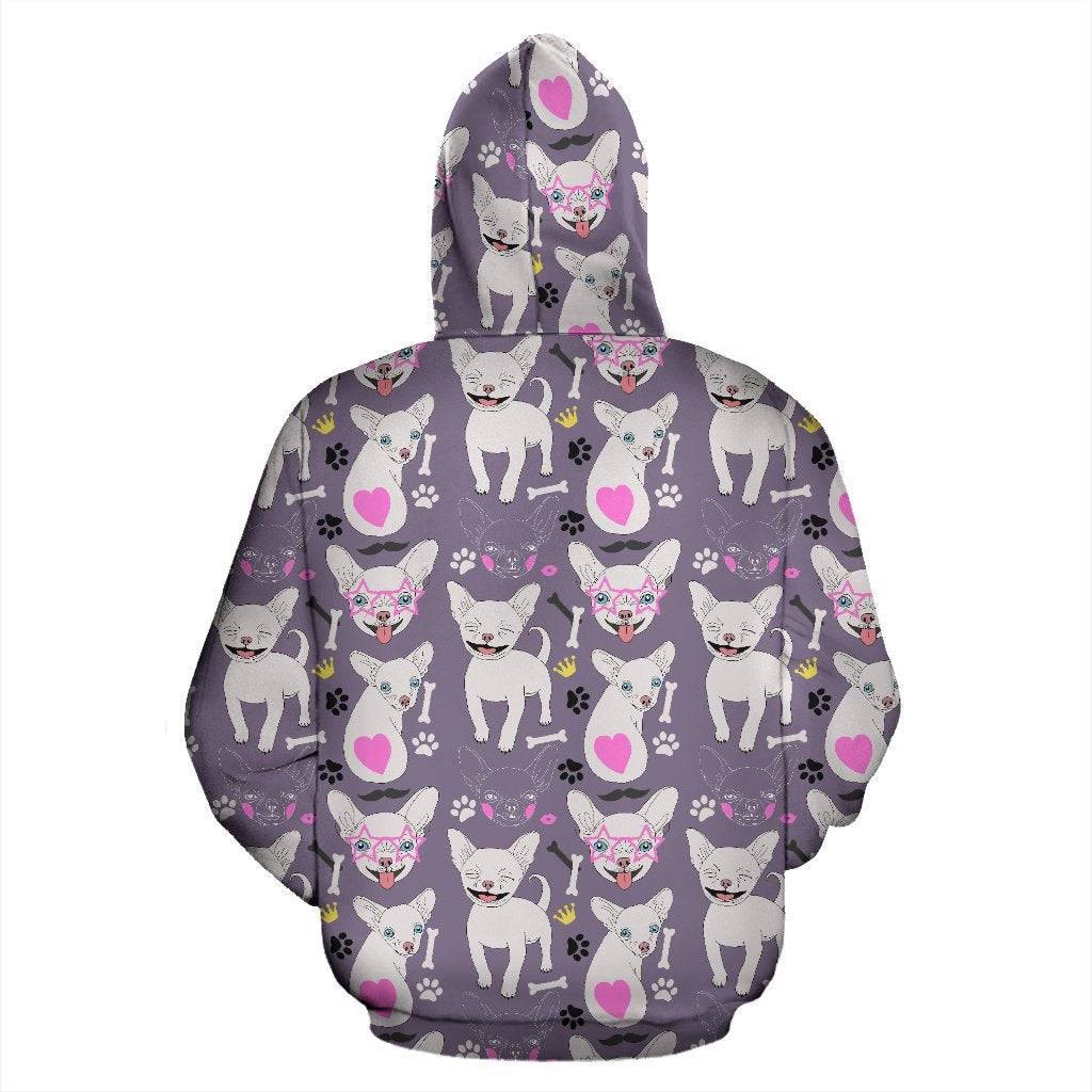 Chihuahua Happy Pattern Zip Up Hoodie