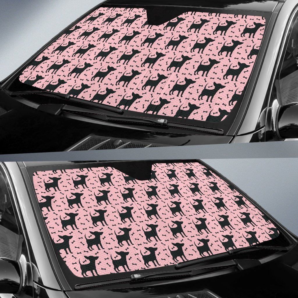 Chihuahua Pink Print Pattern Car Sun Shade For Windshield