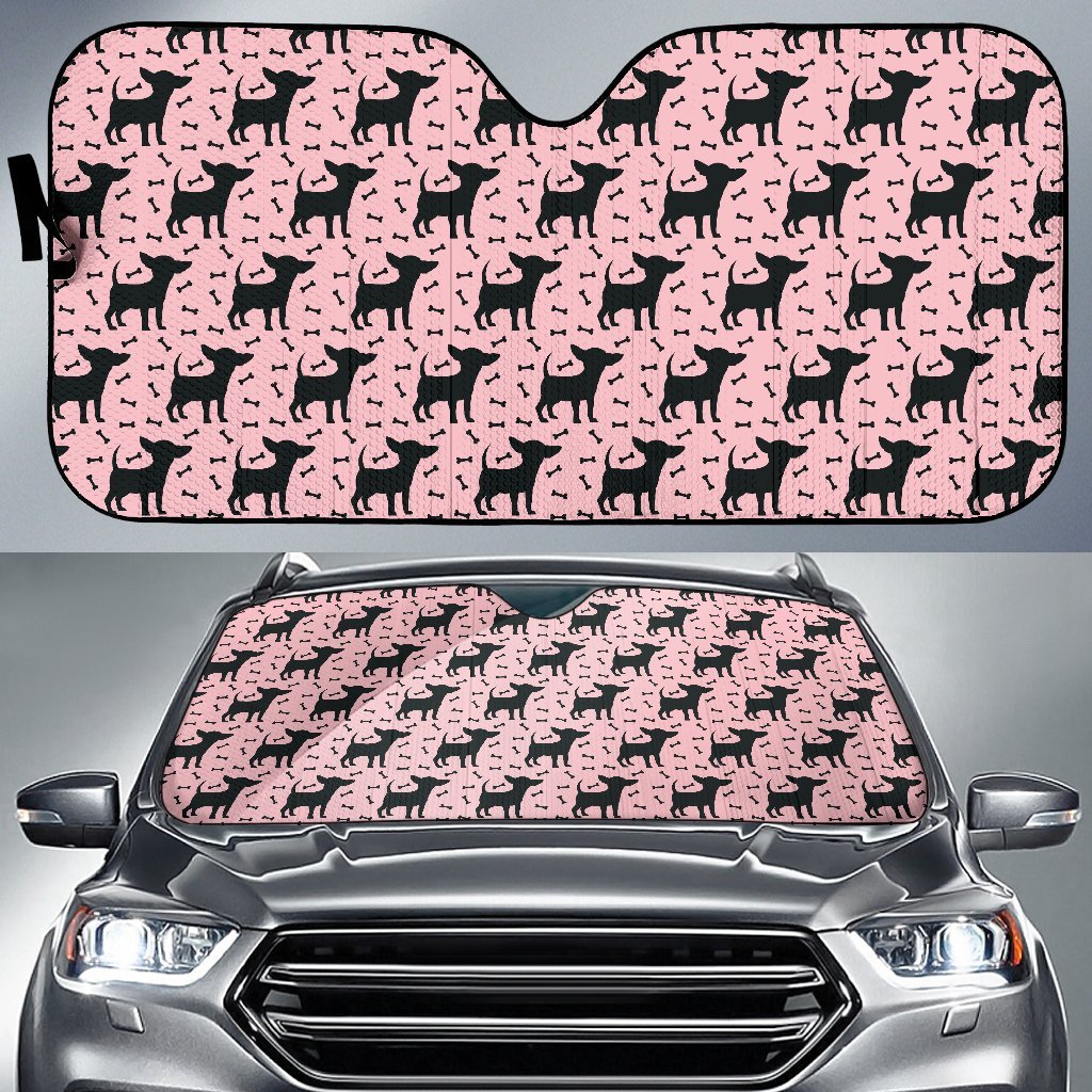 Chihuahua Pink Print Pattern Car Sun Shade For Windshield