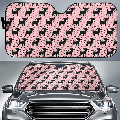 Chihuahua Pink Print Pattern Car Sun Shade For Windshield
