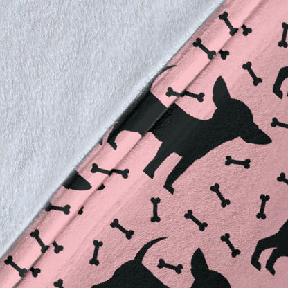 Chihuahua Pink Print Pattern Fleece Blanket