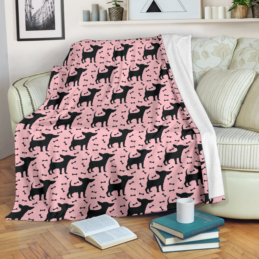 Chihuahua Pink Print Pattern Fleece Blanket