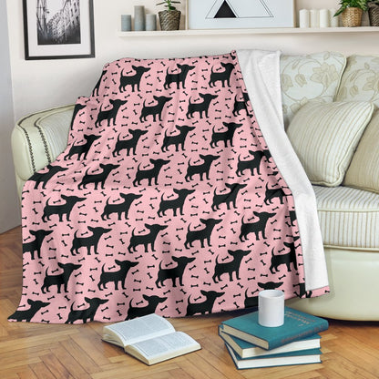 Chihuahua Pink Print Pattern Fleece Blanket