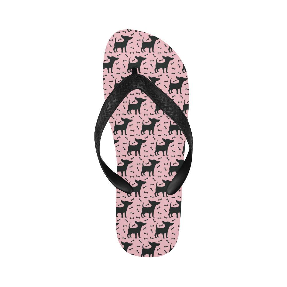 Chihuahua Pink Print Pattern Flip Flops-JTAMIGO.COM