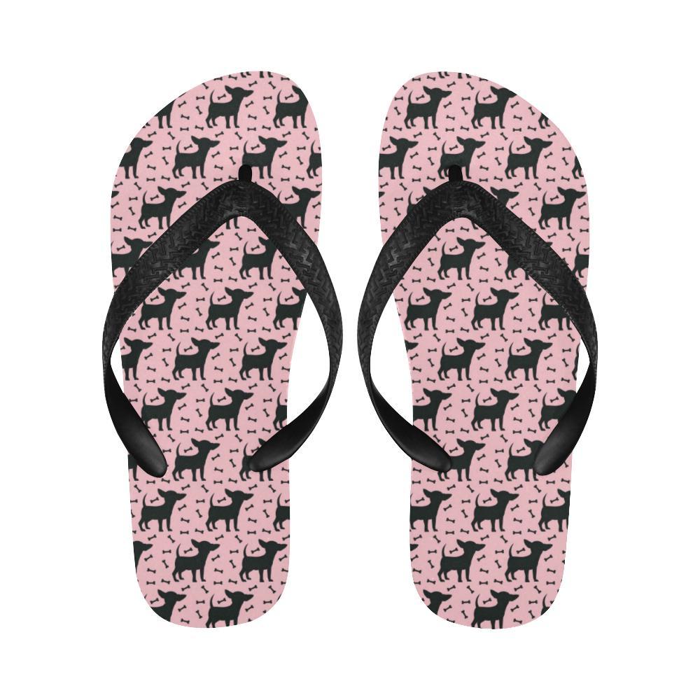 Chihuahua Pink Print Pattern Flip Flops-JTAMIGO.COM