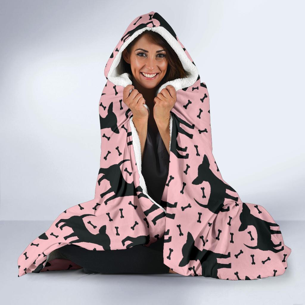 Chihuahua Pink Print Pattern Hooded Blanket-JTAMIGO.COM