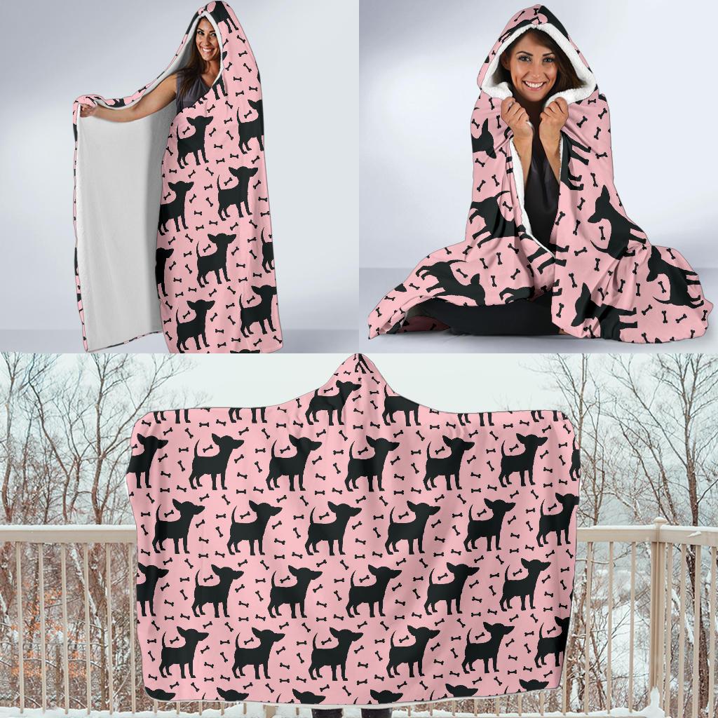 Chihuahua Pink Print Pattern Hooded Blanket-JTAMIGO.COM