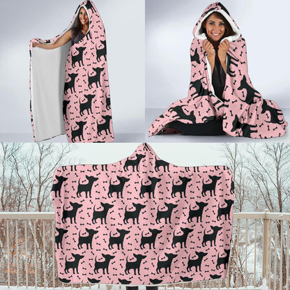 Chihuahua Pink Print Pattern Hooded Blanket-JTAMIGO.COM
